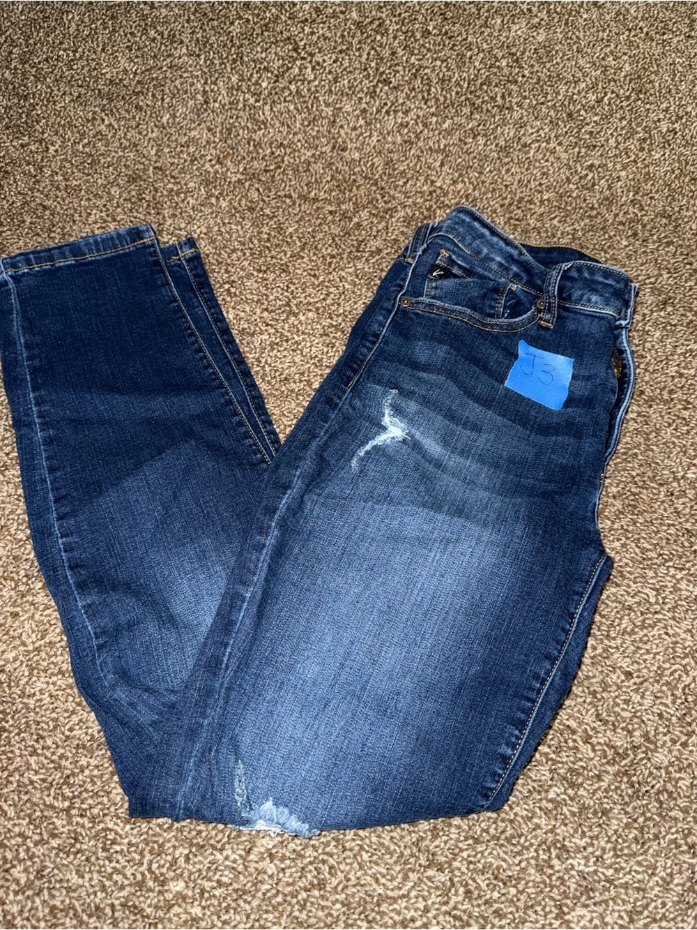 KanCan Medium-Dark Blue Skinny Jeans with Faded Detail size 13/30